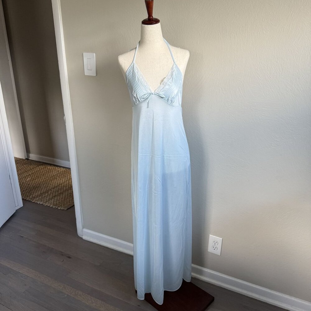 Unbranded Blue Halterneck Maxi Slip Dress Size Medium